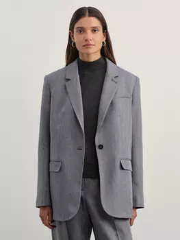 Жакет однобортный с принтом "ёлочка"