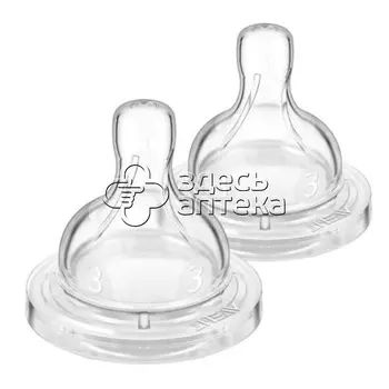Авент Соска силиконовая Anti-Colic средний поток с 3 мес, 2 шт