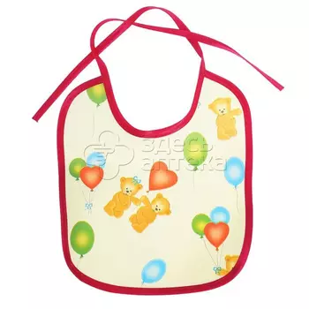 Дино и Рино Нагрудник-слюнявчик непромокаемый с ПВХ покрытием на завязках 20х22см