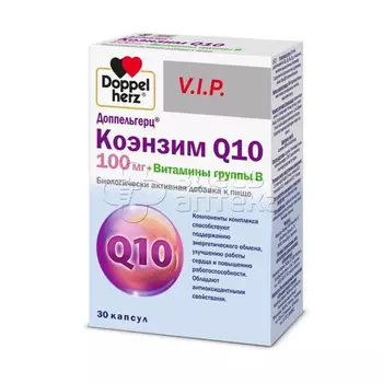 Доппельгерц V.I.P. коэнзим Q10 100 мг + витамины группы B массой 515 мг капсулы, 30 шт