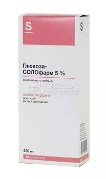 Глюкоза СОЛОфарм 5% фл 400мл