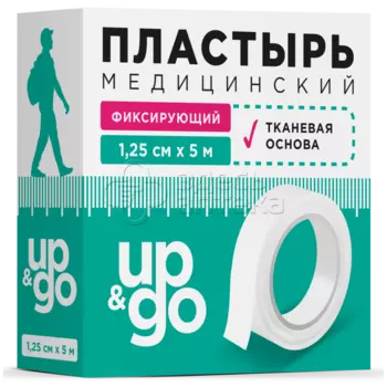 Лейкопластырь медицинский фиксирующий на ткан.основе 1,25х500 (UP&GO)