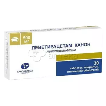 Леветирацетам Канон 500 мг покрытые пленочной оболочкой таблетки, 30 шт