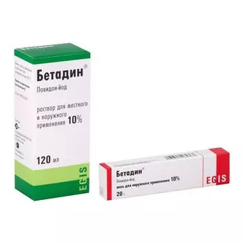 1X Бетадин мазь для наружного применения 10% 20г + 1X Бетадин раствор для местного и наружного применения 10% 120мл