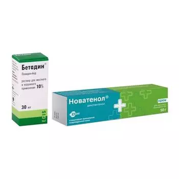 1X Бетадин раствор для местного и наружного применения 10% 30мл + 1X Новатенол крем для наружного применения 5% 50г