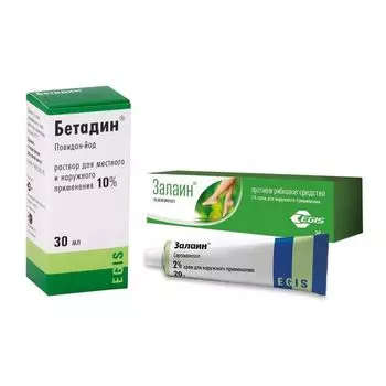 1X Бетадин раствор для местного и наружного применения 10% 30мл + 1X Залаин крем 2% 20г
