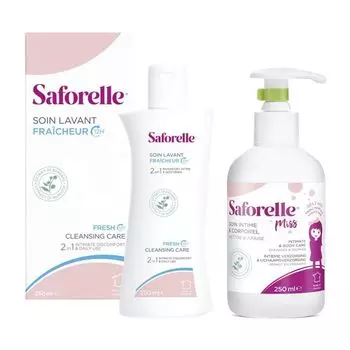 1X Гель для интимной гигиены экстра свежесть Saforelle/Сафорель фл. 250мл + 1X Гель для интимной гигиены для детей от 2 лет Miss Saforelle/Сафорель 250мл