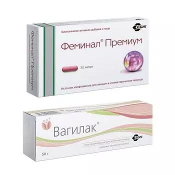 1X Гель Вагилак увлажняющий для интимной гигиены 50 г + 1X Феминал Премиум капсулы 221мг 30шт