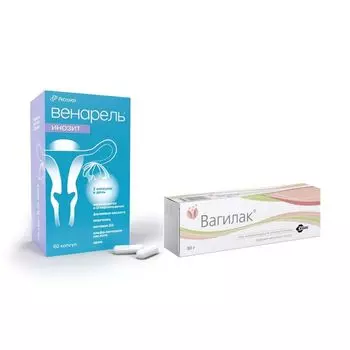 1X Гель Вагилак увлажняющий для интимной гигиены 50 г + 1X Инозит Венарель капсулы 759мг 60шт