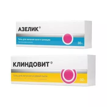 1X Клиндовит гель для наружного применения 1% 30г + 1X Азелик гель для наружного применения 15% 30г