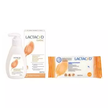 1X Лосьон для ежедневной интимной гигиены Классический Lactacyd/Лактацид 200мл + 1X Салфетки для интимной гигиены Lactacyd/Лактацид 8шт