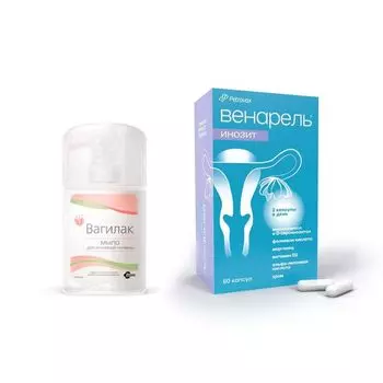 1X Мыло Вагилак жидкое для интимной гигиены 250 мл + 1X Инозит Венарель капсулы 759мг 60шт