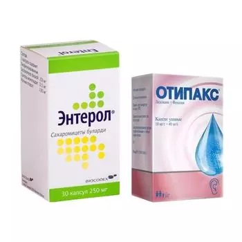 1X Отипакс капли ушные 15мл + 1X Энтерол капсулы фл. 250мг 30шт