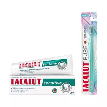 1X Паста зубная Sensitive Lacalut/Лакалют 90г + 1X Щетка зубная мягкая Pure Lacalut/Лакалют