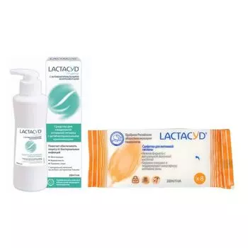 1X Салфетки для интимной гигиены Lactacyd/Лактацид 8шт + 1X Лосьон с антибактериальными компонентами с экстрактом тимьяна Pharma Lactacyd/Лактацид фл. 250мл