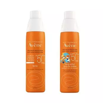 1X Спрей солнцезащитный SPF50+ Avene/Авен 200мл (С19958) + 1X Спрей солнцезащитный для чувствительной кожи детский SPF50+ Avene/Авен фл. 200мл (C22999)