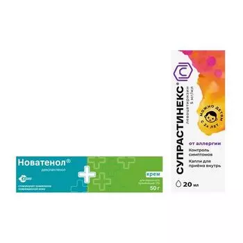 1X Супрастинекс капли для приема внутрь 5мг/мл 20мл + 1X Новатенол крем для наружного применения 5% 50г