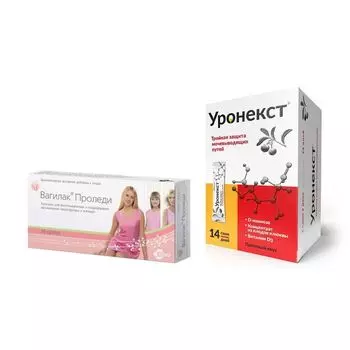 1X Вагилак Проледи капсулы 227мг 15шт + 1X Уронекст порошок саше 2,6г 14шт