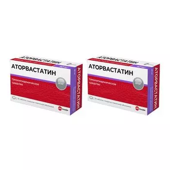 2Х Аторвастатин Велфарм таблетки п/о плен. 40мг 30шт