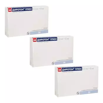 3Х Диротон Плюс капсулы с модиф. высвоб. 1,5мг+ 5мг 28шт