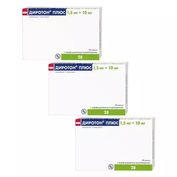 3Х Диротон Плюс капсулы с модиф. высвобожд. 1,5мг+10мг 28шт