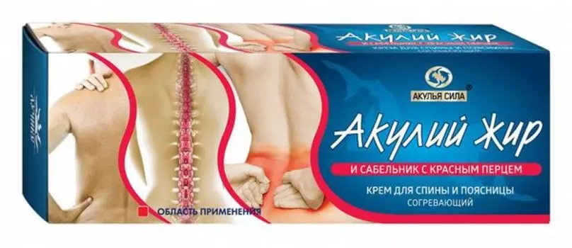 Акулий жир и сабельник с красным перцем крем для спины и поясницы согревающий 75 мл