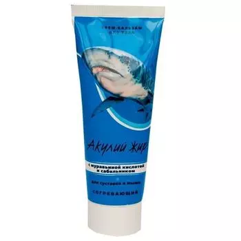 Акулий жир крем-бальзам с муравьиной кислотой и сабельником для суставов и мышц согревающий 75 мл