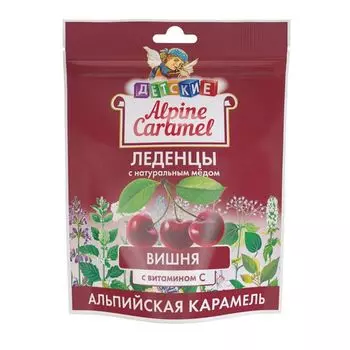 Альпийская карамель детская с натуральным медом и витамином С вкус вишни Alpine Caramel леденцы пак. 75г