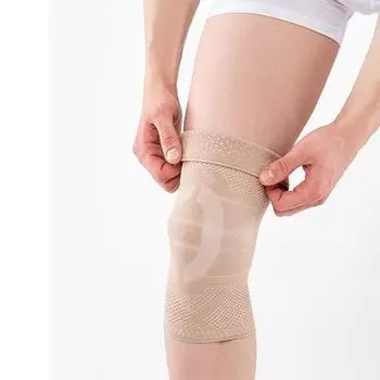 Бандаж на коленный сустав фиксация с силиконом Habic, бежевый,обхват 43-46см р.7