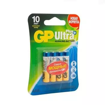 Батарейки алкалиновые GP Ultra Plus Alkaline 24А AАA 4 шт. блистер