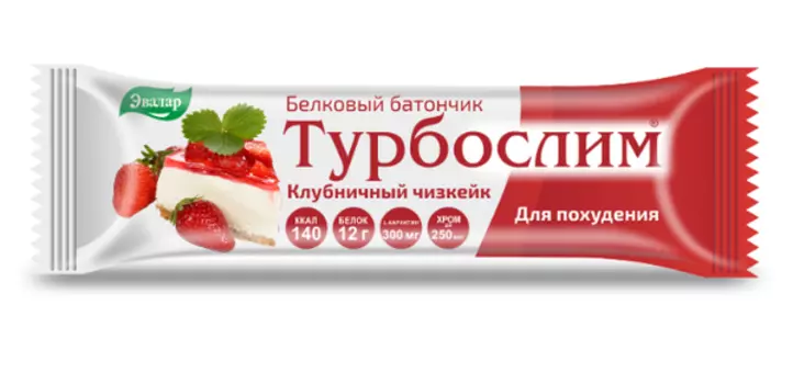 Батончик белковый для контроля веса Клубничный чизкейк Эвалар Турбослим 50г