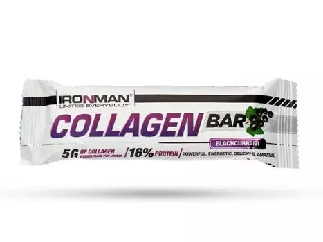 Батончик черная смородина в темной глазури Collagen Bar Ironman 45г 12шт