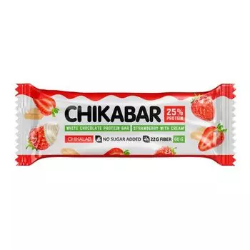 Батончик глазированный с начинкой клубника со сливками ChikaLab 60г