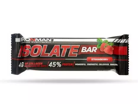 Батончик клубника в темной глазури Isolate Bar Ironman 50г 12шт