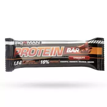 Батончик протеиновый с коллагеном шоколад в темной глазури Protein Bar Ironman 50г 12шт