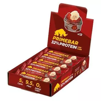 Батончик протеиновый (32%) вкус клубнично-банановый десерт с семенами чиа в йогуртово-протеиновой глазури Primebar/Праймбар 40г*12шт