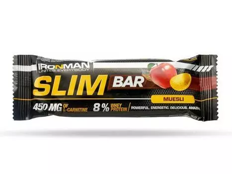 Батончик с L-карнитином мюсли в белой глазури Slim Bar Ironman 50г 12шт