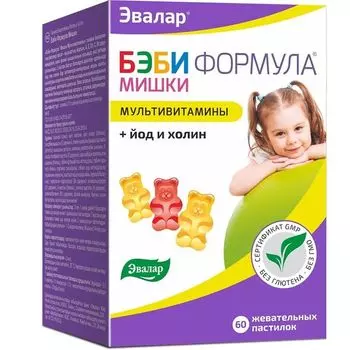 Мультивитамины Беби формула Мишки Эвалар пастилки жевательные 60шт