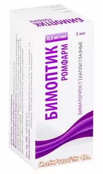 Бимоптик ромфарм капли глазные 0,3мг/мл 3мл