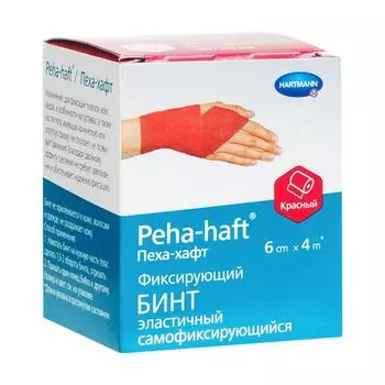 Бинт самофиксирующийся красный Peha-haft/Пеха-хафт 6см х 4м