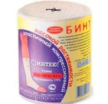 Бинт эластичный ср 5мх10см интекс (застежка)
