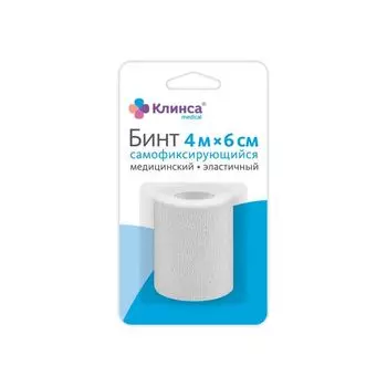 Бинт самофиксирующийся эластичный на пропиленовой основе белый Клинса 4м x 6см