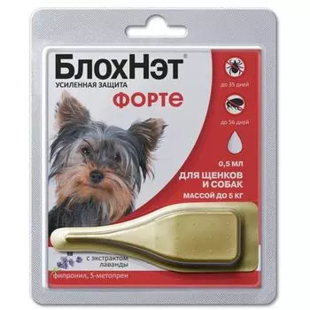 БлохНэт Форте для щенков и собак до 5кг капли на холку пипетка 0,5мл
