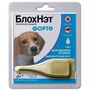 БлохНэт Форте для щенков и собак от 10 до 20кг капли на холку пипетка 2мл