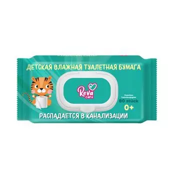 Бумага туалетная влажная детская Reva Care 80шт