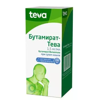 Бутамират-Тева раствор для приема внутрь 1,5мг/мл 200мл