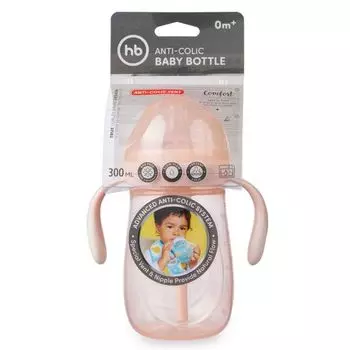 Бутылочка антиколиковая с ручками и силиконовой соской розовый Happy Baby/Хэппи Беби 300мл