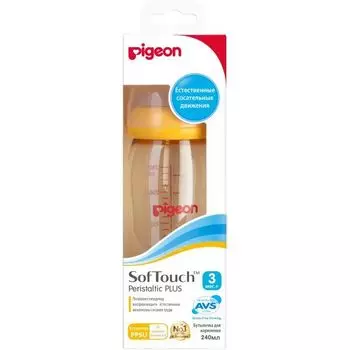 Бутылочка для кормления Pigeon (Пиджен) SofTouch Перистальтик плюс 240 мл PPSU