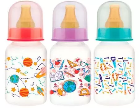 Бутылочка Курносики полипропиленовая с латексной соской Мои любимые животные 125 мл