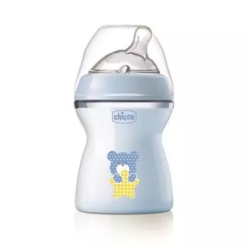 Бутылочка с силиконовой соской с флексорами голубая от 2 мес. Natural Feeling Chicco/Чикко 250мл